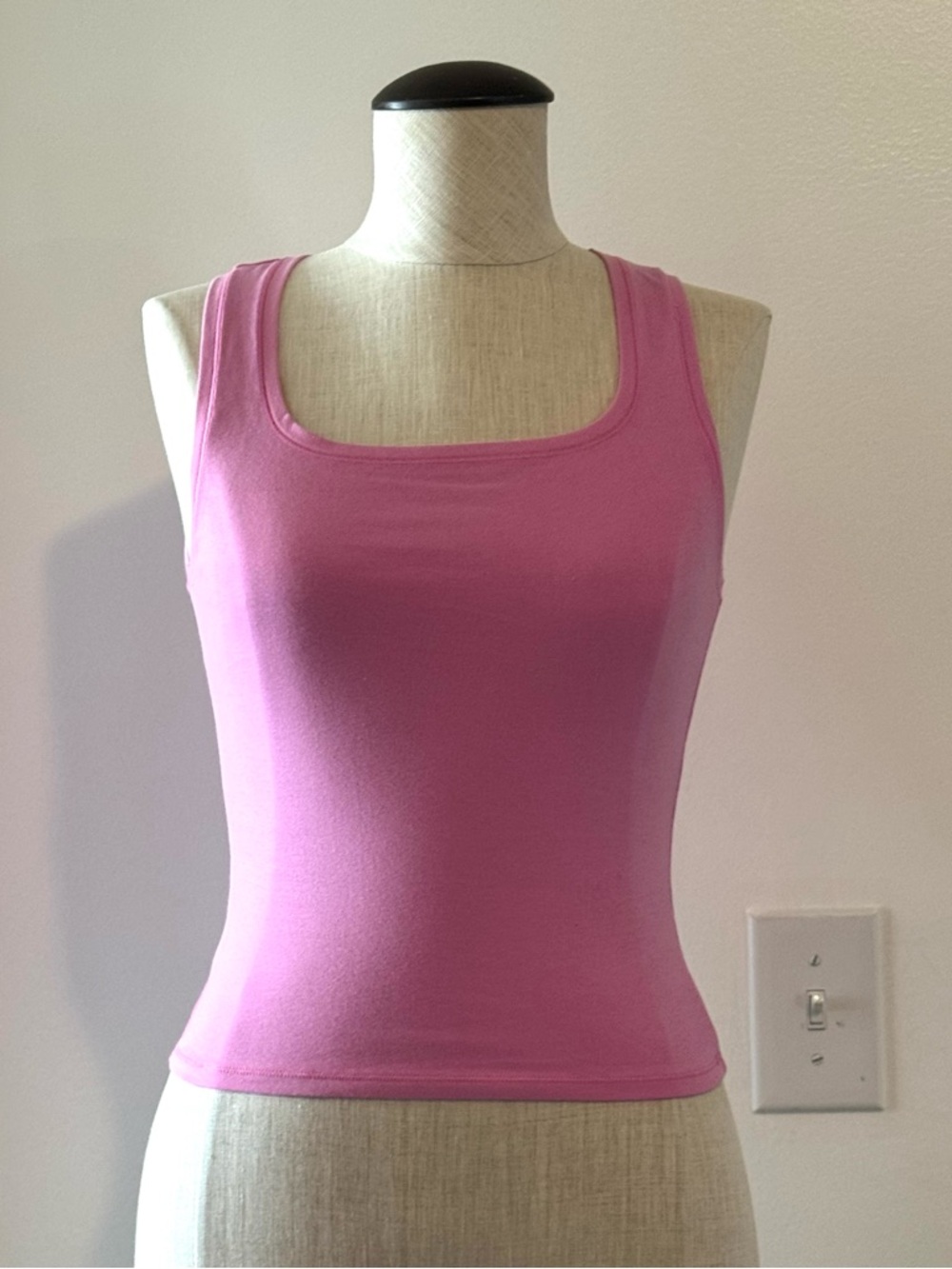 PINK Victoria's Secret Bright Pink Square-Neck Tank (2 PCS Pink Tank Tops)